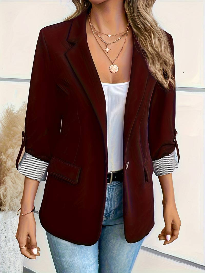 Galiah - Elegante Blazer Cruzado Con Cuello Con Solapa