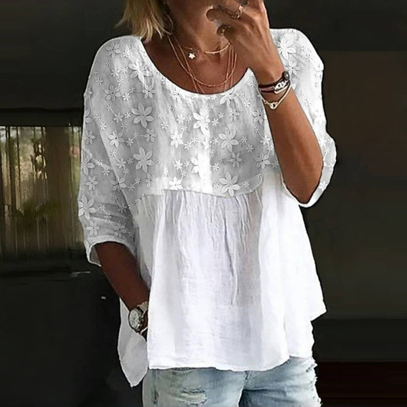 Viviane - Blusa Con Patchwork Floral Bordado