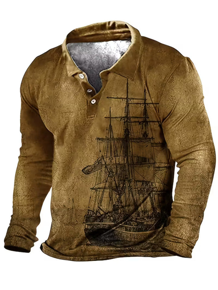 Giles - Camisa Elegante Con Estampado 3D De Velero En La Solapa