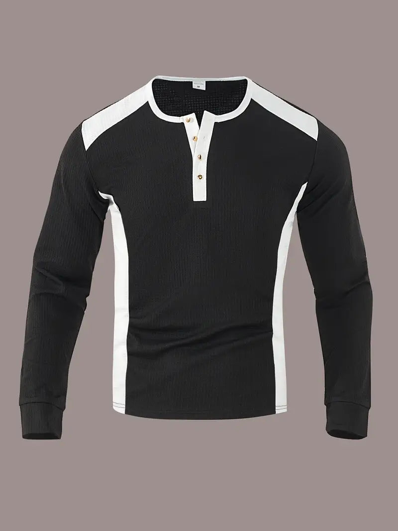 Kyran - Camisa Henley De Manga Larga Con Diseño De Gofre