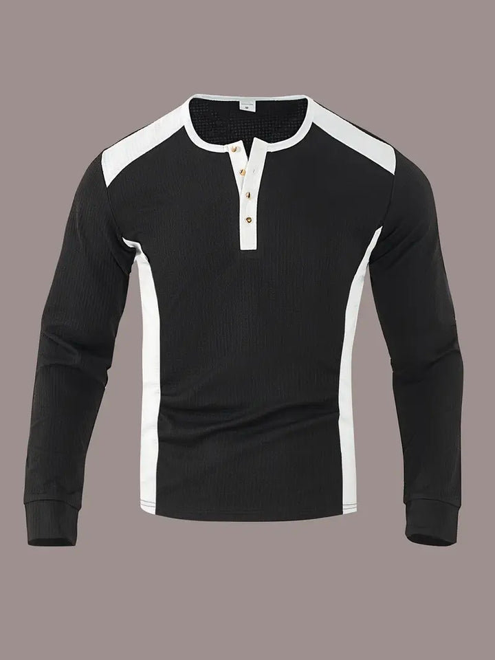 Kyran - Camisa Henley De Manga Larga Con Diseño De Gofre