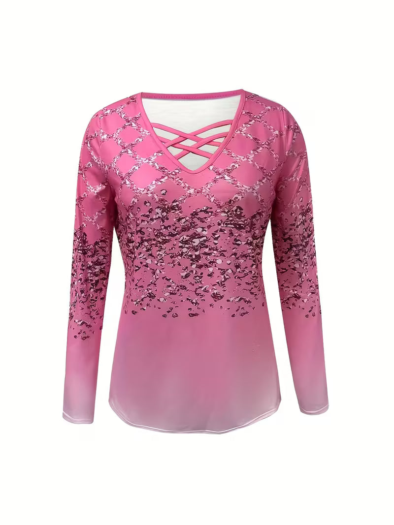 Karita - Blusa Informal Con Cuello En V y Manga Larga