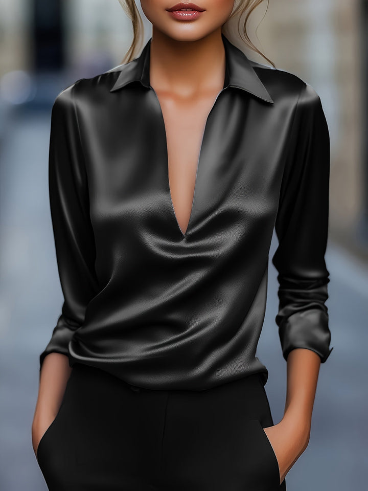 Kyrra – Elegante lusa De Satén Con Cuello En V