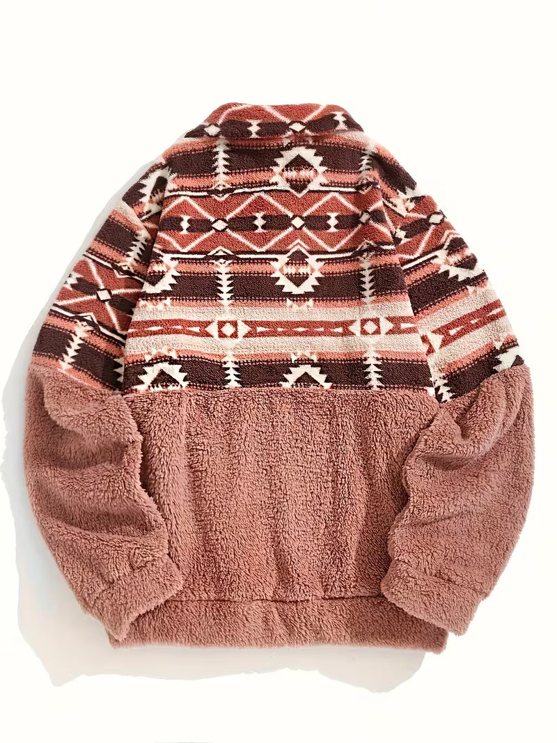 Limina - Sudadera De Felpa Con Estampado Geométrico Y Media Cremallera