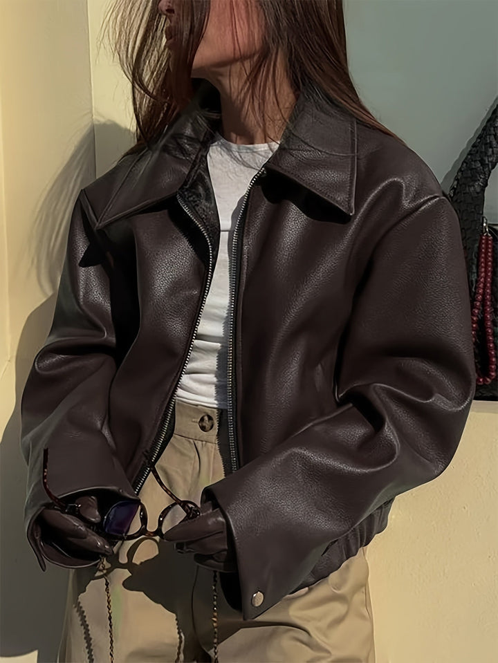 Thida - Chaqueta Con Cremallera De Cuero Sintético