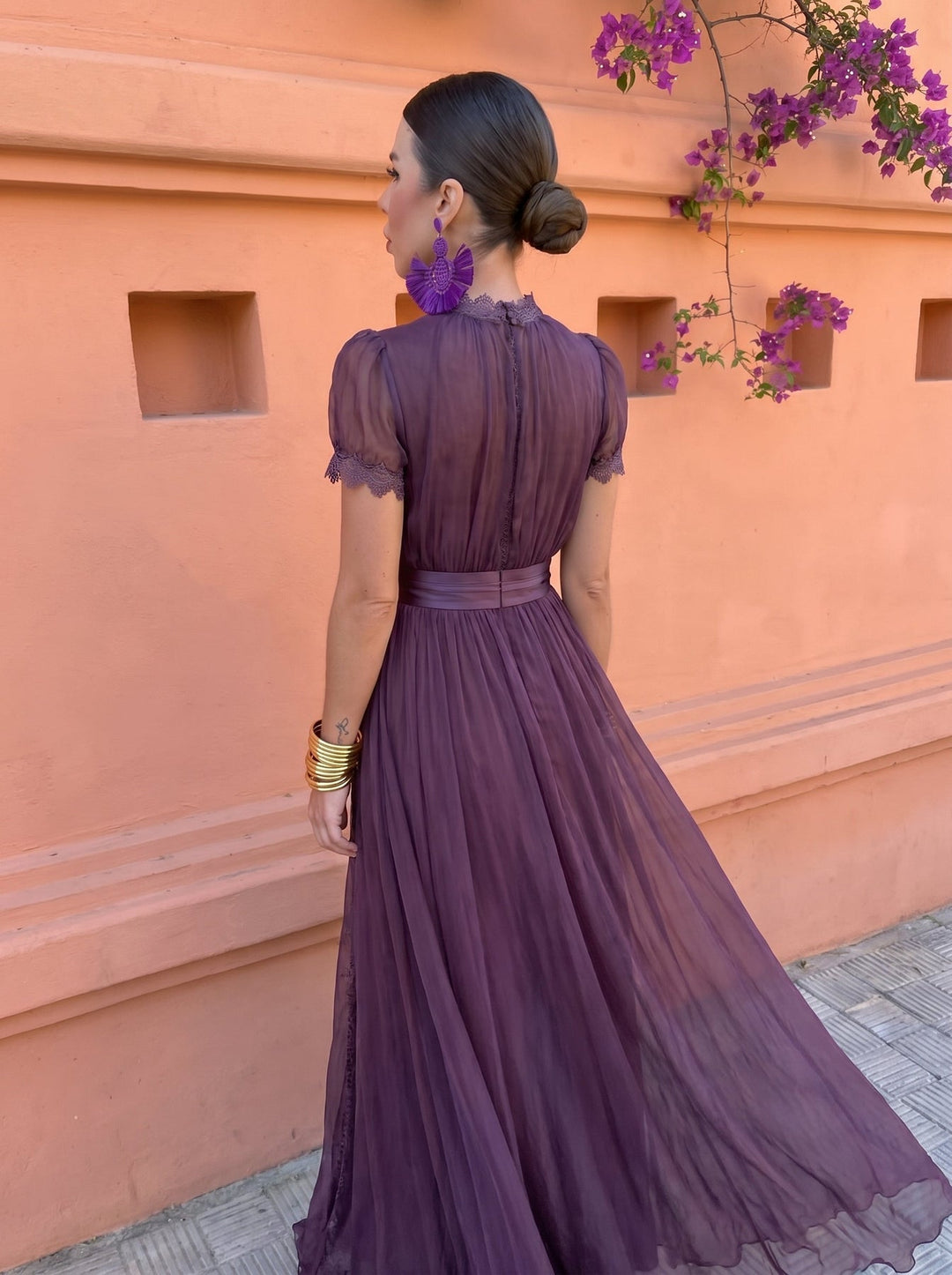 Eshley - Vestido Largo Vintage De Gasa