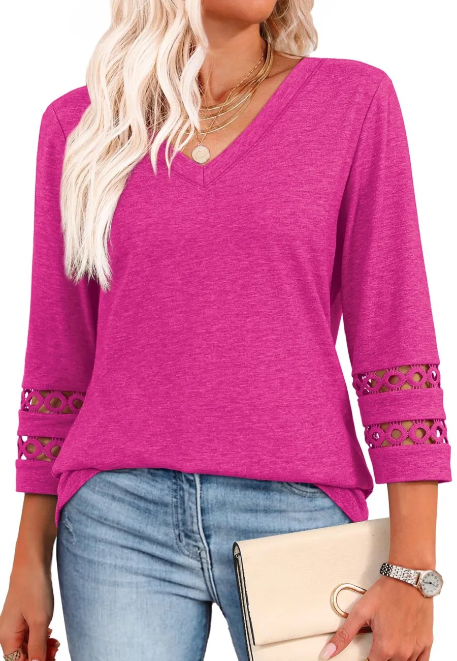Ruthie - Camisas De Manga Larga Con Cuello En V