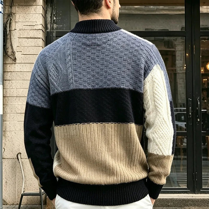 Trevon - Jersey De Punto Trenzado Con Diseño De Retazos