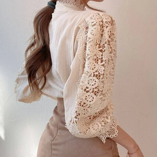 Naina - Camisa De Manga Larga Con Encaje Y Acoplamiento