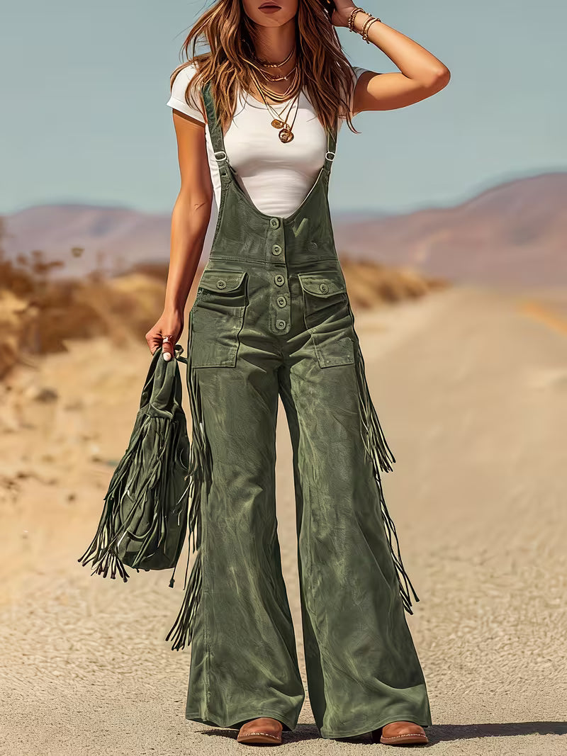 Ketiya - Pantalones Carga Anchos Con Flecos