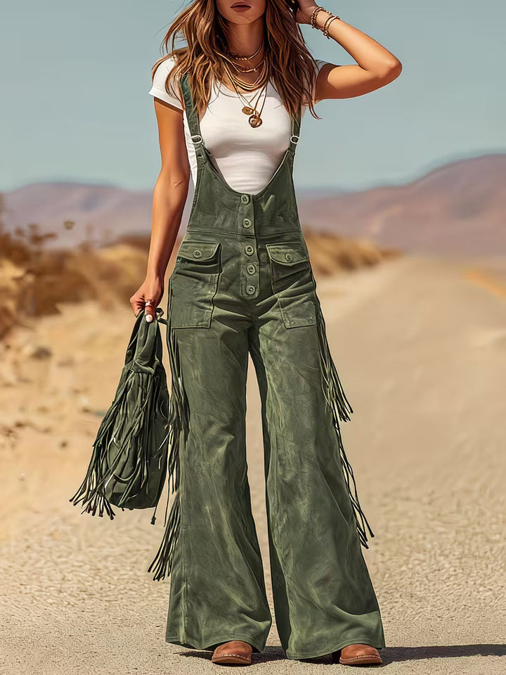 Ketiya - Pantalones Carga Anchos Con Flecos