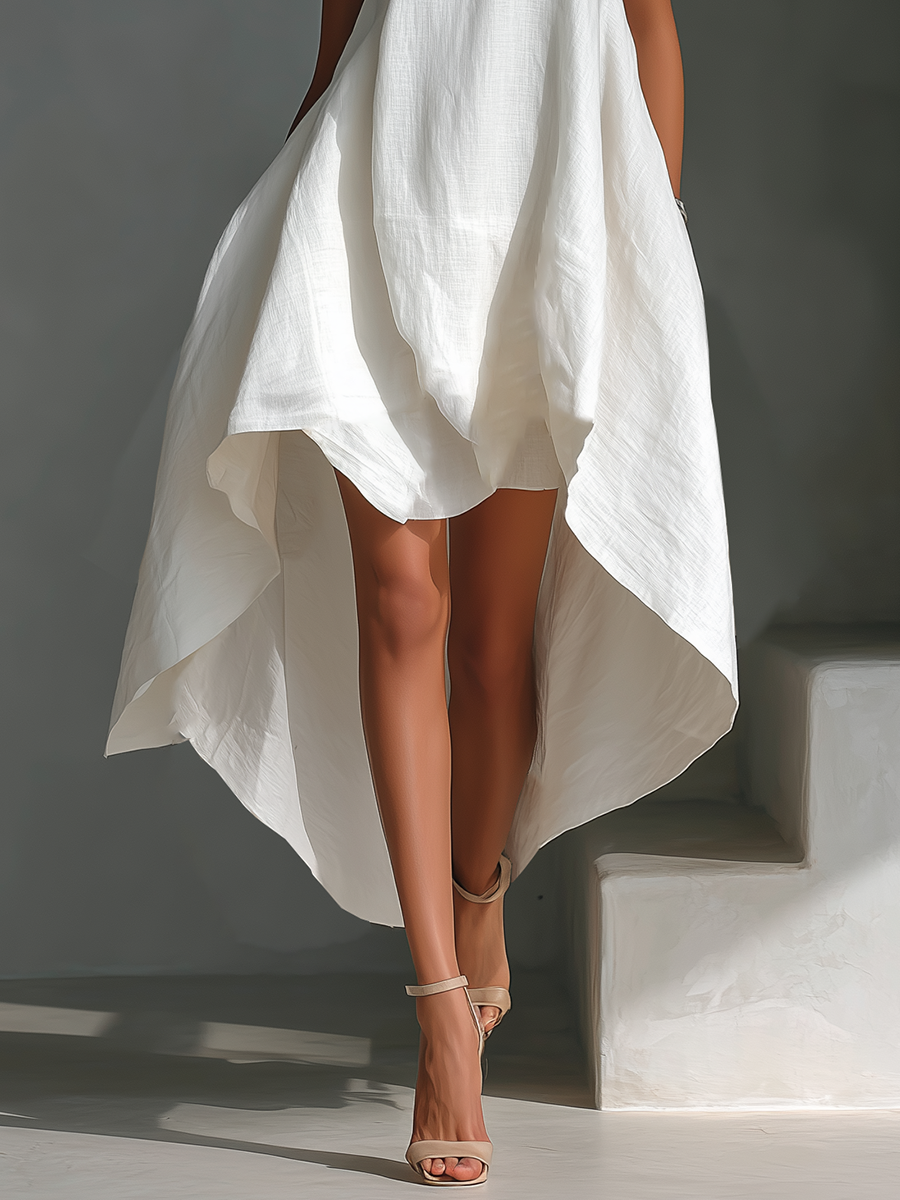 Alyna - Vestido Midi Sin Mangas Con Bajo Asimétrico