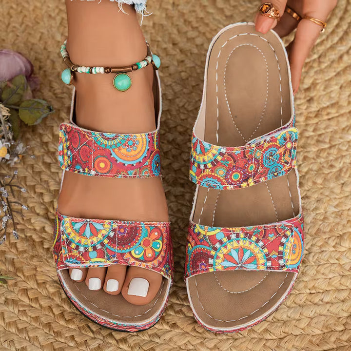 Dhifef - Sandalias De Verano Con Tacón Grueso Y Estampado