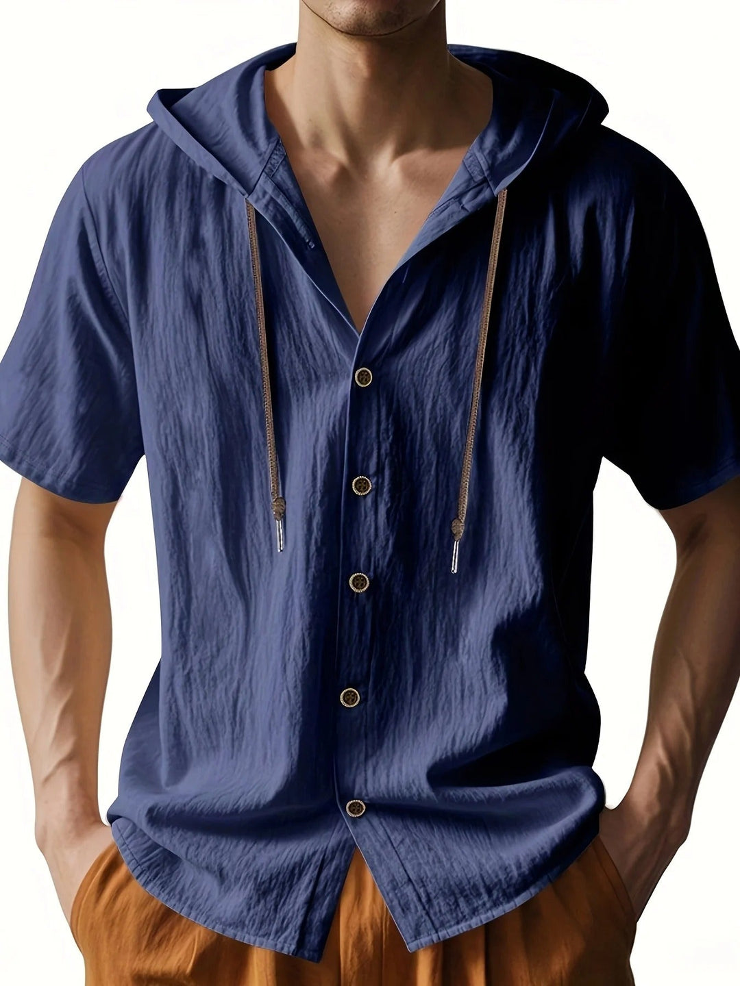 Chadwick - Camisetas Ligeras De Manga Corta Con Capucha Y Tejido De Lino