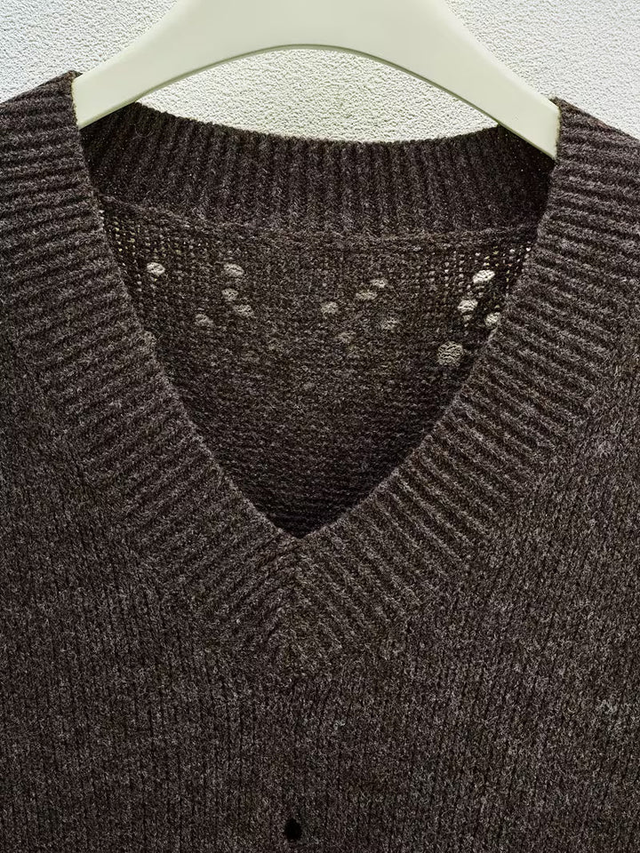 Bimashi - Jersey Holgado de Manga Larga Con Cuello en V