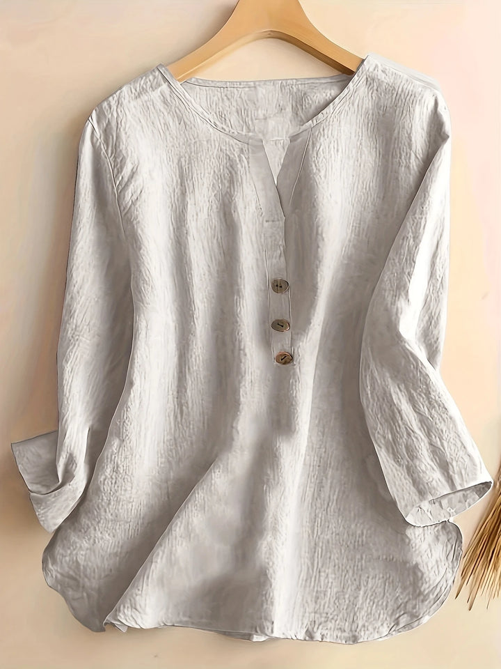 Mykaela - Blusa Informal De Algodón Y Lino