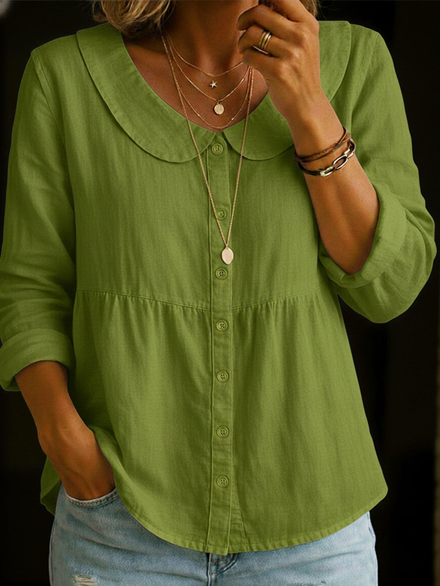 Neveni - Blusa de Manga Larga Con Botones