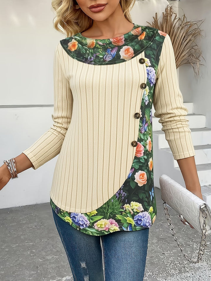 Lizeth - Camiseta De Manga Larga Y Cuello Redondo