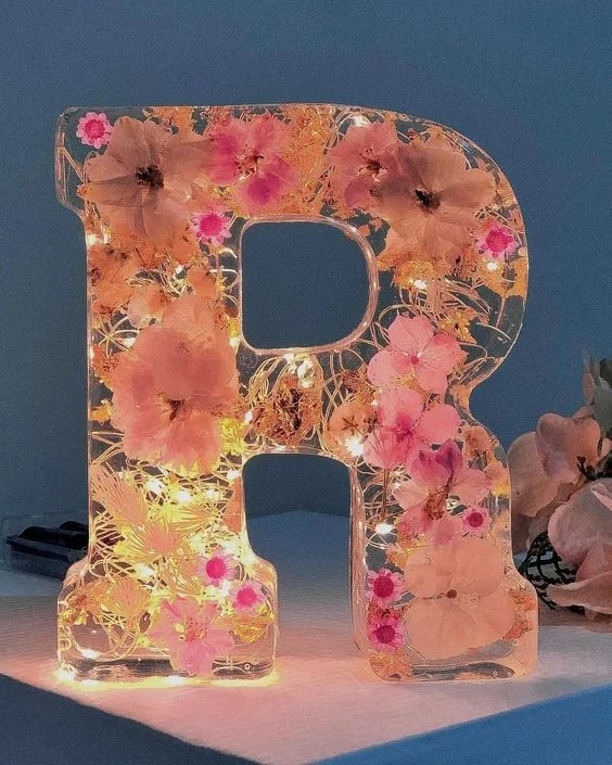 PetalLume - Lámpara De Noche De Resina Con Flores Hechas a Mano