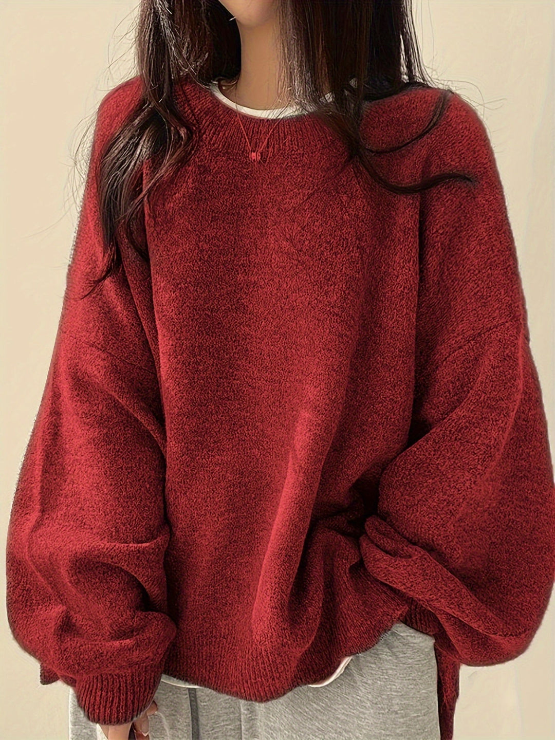 Pearline - Jersey De Cuello Redondo y Manga Larga