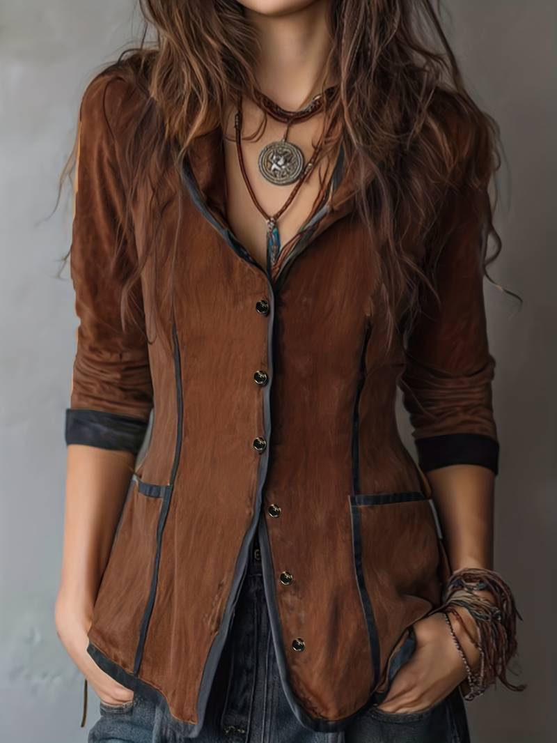 Yaara - Chaqueta Vintage Con Capucha y Manga Larga
