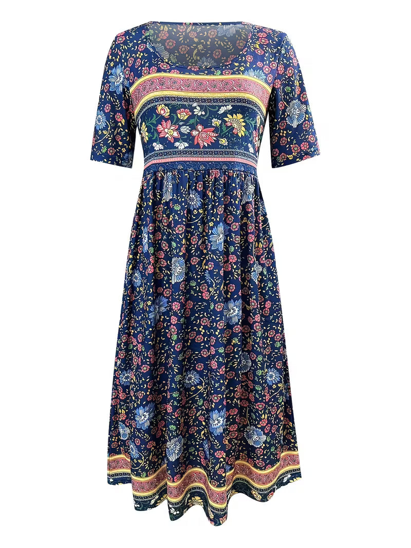 Lisan - Vestido con Estampado Floral vintage y Bolsillo