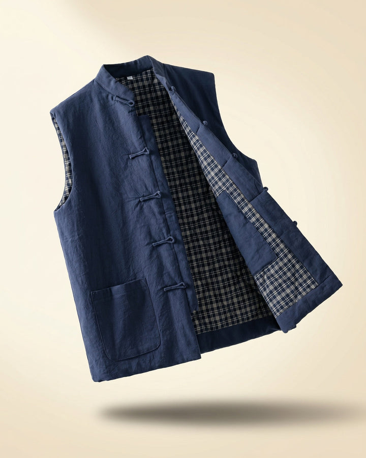 Fredrick - Chaleco con Bolsillos Delanteros de Estilo Vintage