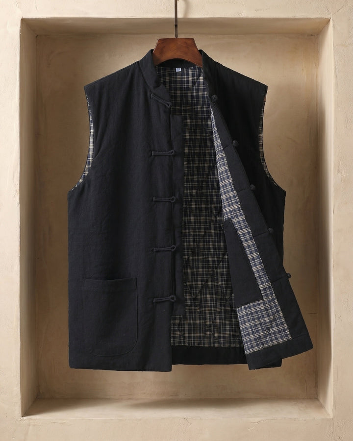 Fredrick - Chaleco con Bolsillos Delanteros de Estilo Vintage