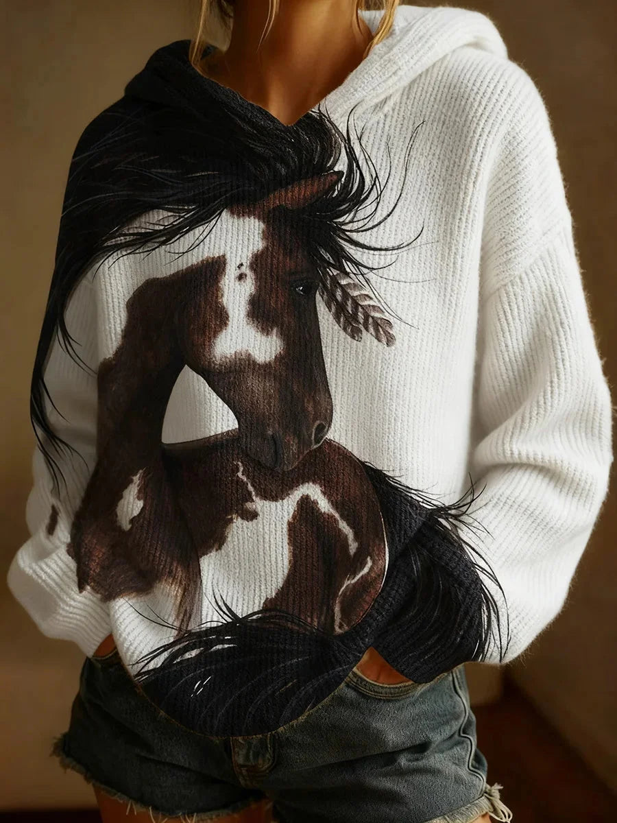 Nariella - Top Informal con Estampado retro de Caballos