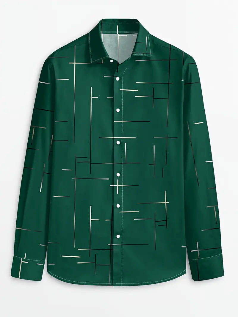 Nerio - Camisa De Manga Larga Con Estampado Geométrico