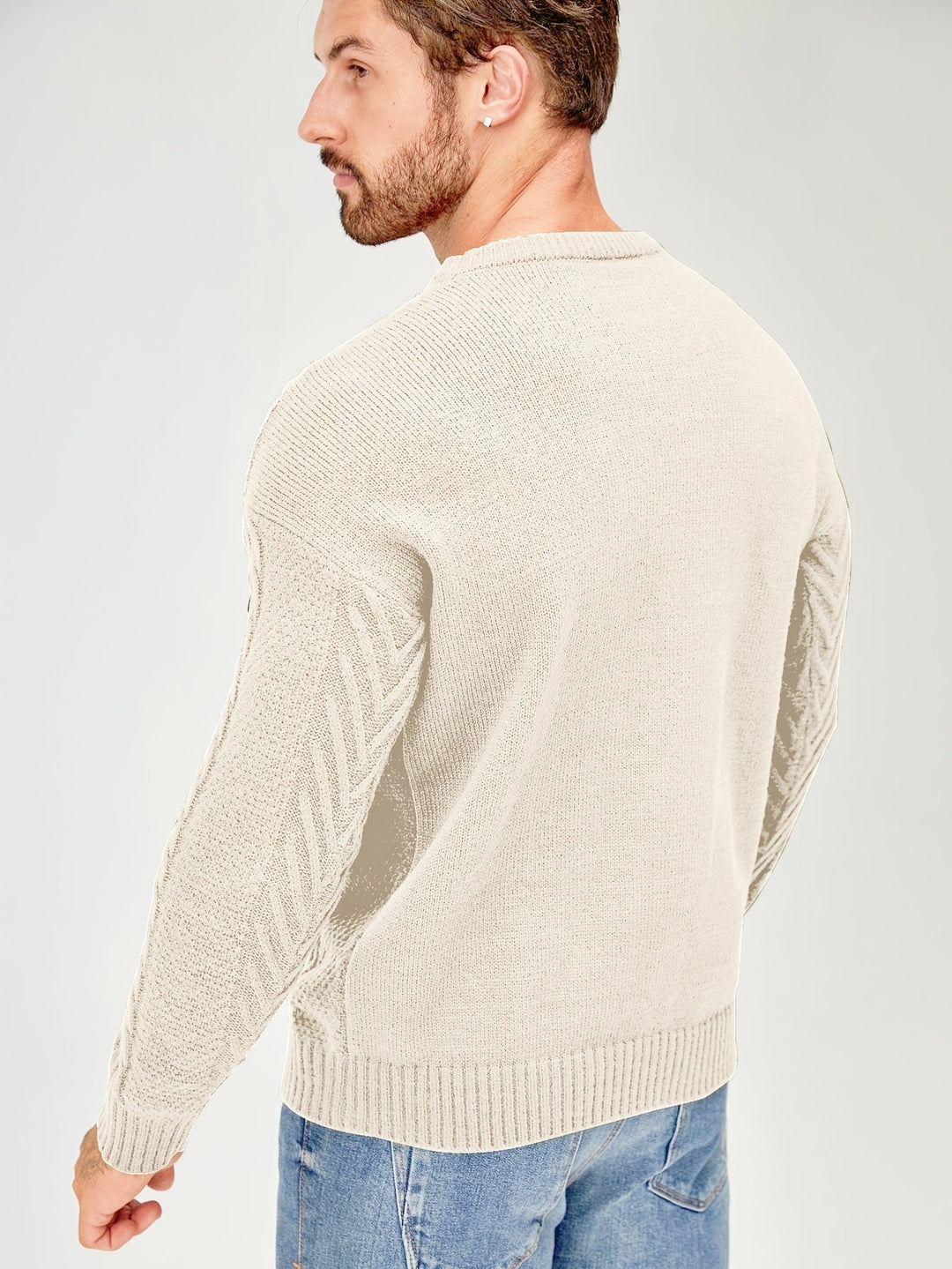 Eiduks - Jersey Clásico de Cuello Redondo Con Punto Trenzado