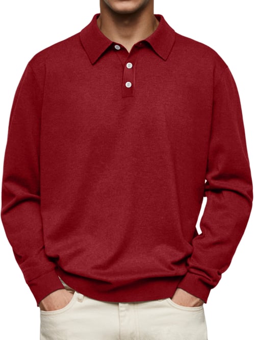 Dalvin - Casual y Cómodo Polo de Manga Larga Camisa