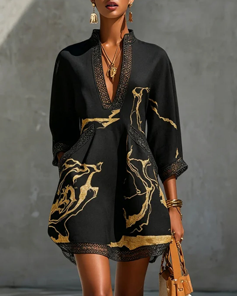 Soeun - Vestido De Cuello Alto Con Mangas Semitransparentes