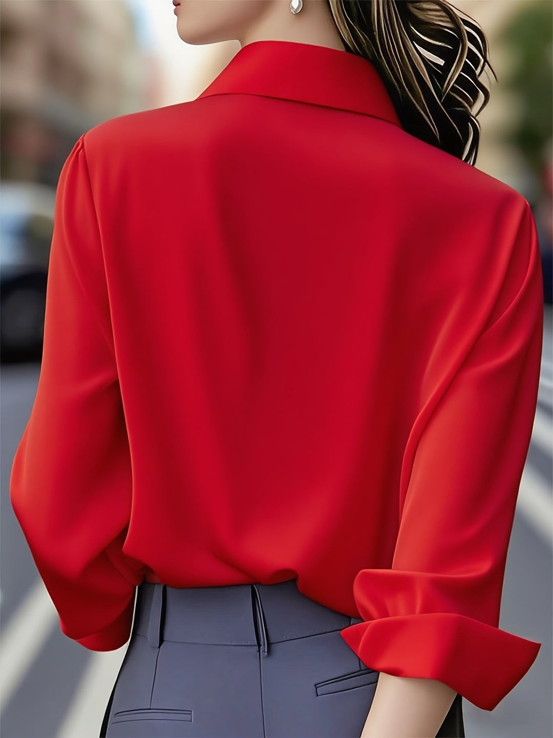 Elenochka - Elegante Camisa Abotonada De Manga Larga