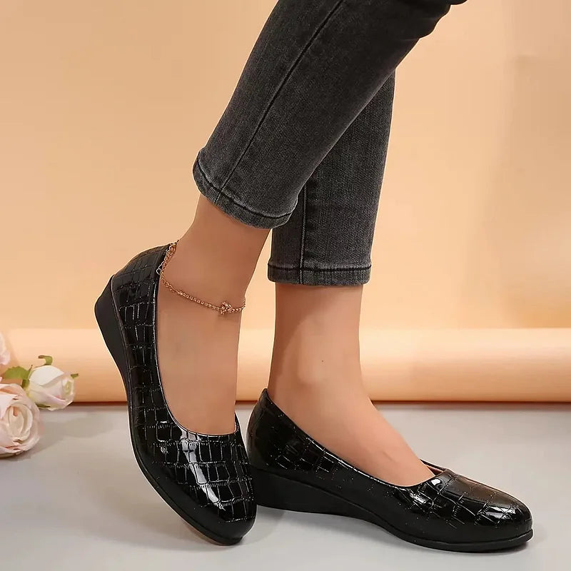 Zatia - Zapatos De Cuña De Cuero Transpirables