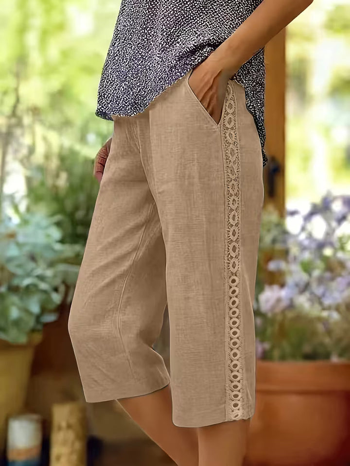 Arnisa - Pantalones Cómodos De Verano Con Bolsillos Laterales De Encaje