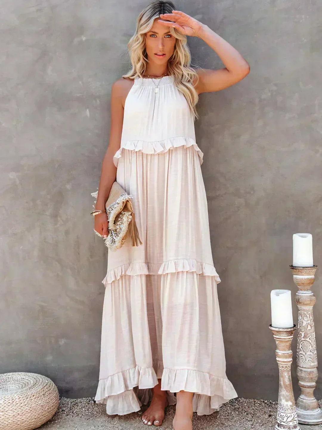 Hayley - Elegante Vestido Sin Mangas Con Volantes