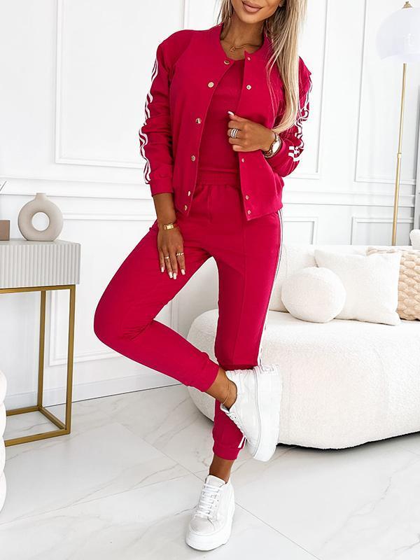 Kendra - Cuello Redondo Chaqueta Y Pantalón Juego de 3 Piezas