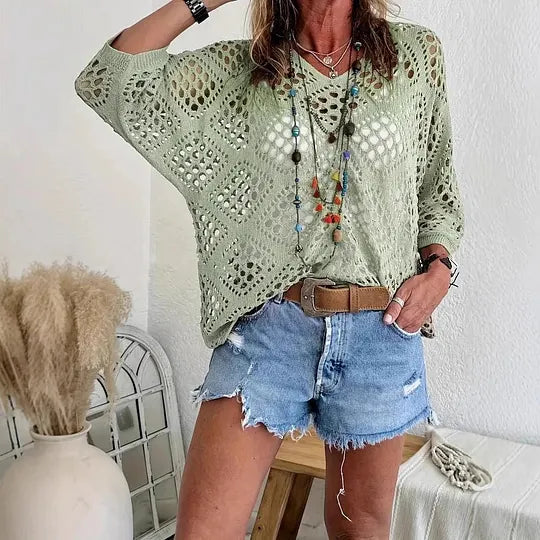Raissa - De Punto Top Con Cuello en V