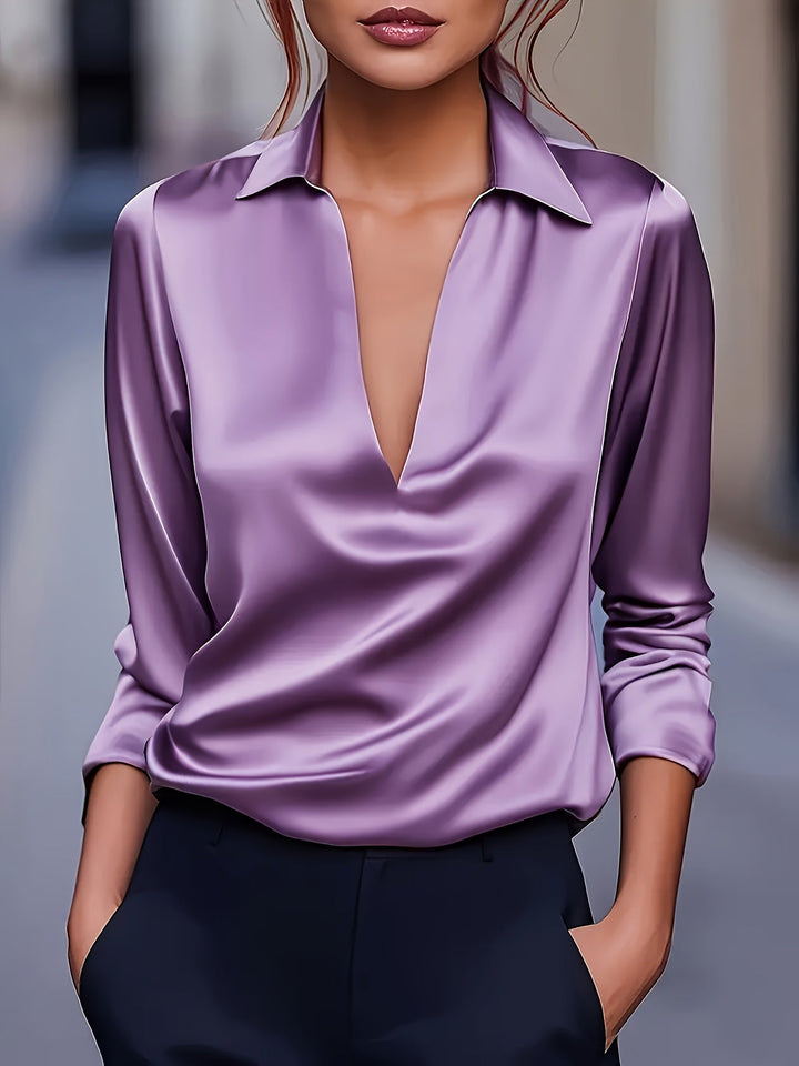 Kyrra – Elegante lusa De Satén Con Cuello En V