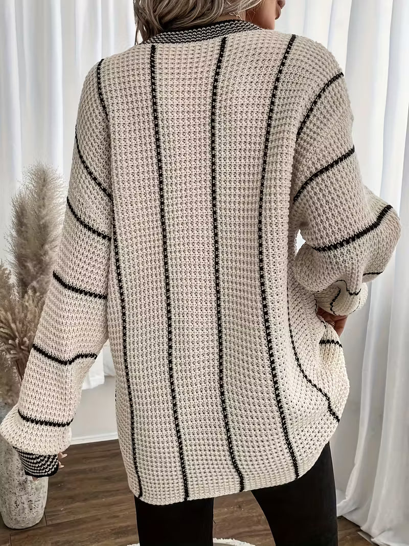 Lykke - Jersey Sobredimensionado De Cuello En V a Rayas