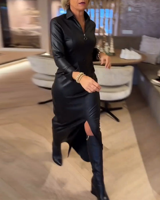 Laila - Vestido Moderno De Cuero Sintético Con Cremallera