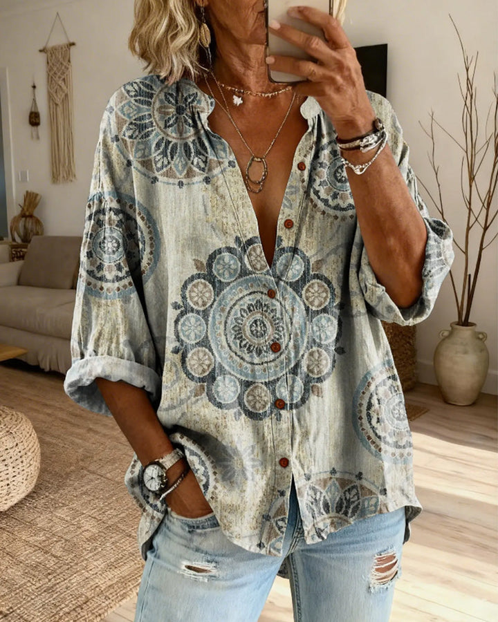 Nirita - Camiseta De Manga Larga Con Estampado De Mandala