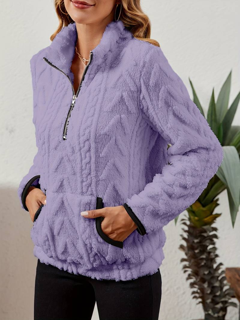 Naama - Jersey Elegante Con Medio Cremallera y Bolsillo