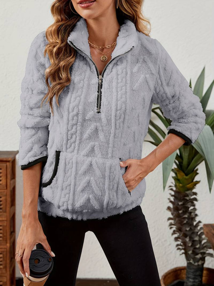 Naama - Jersey Elegante Con Medio Cremallera y Bolsillo