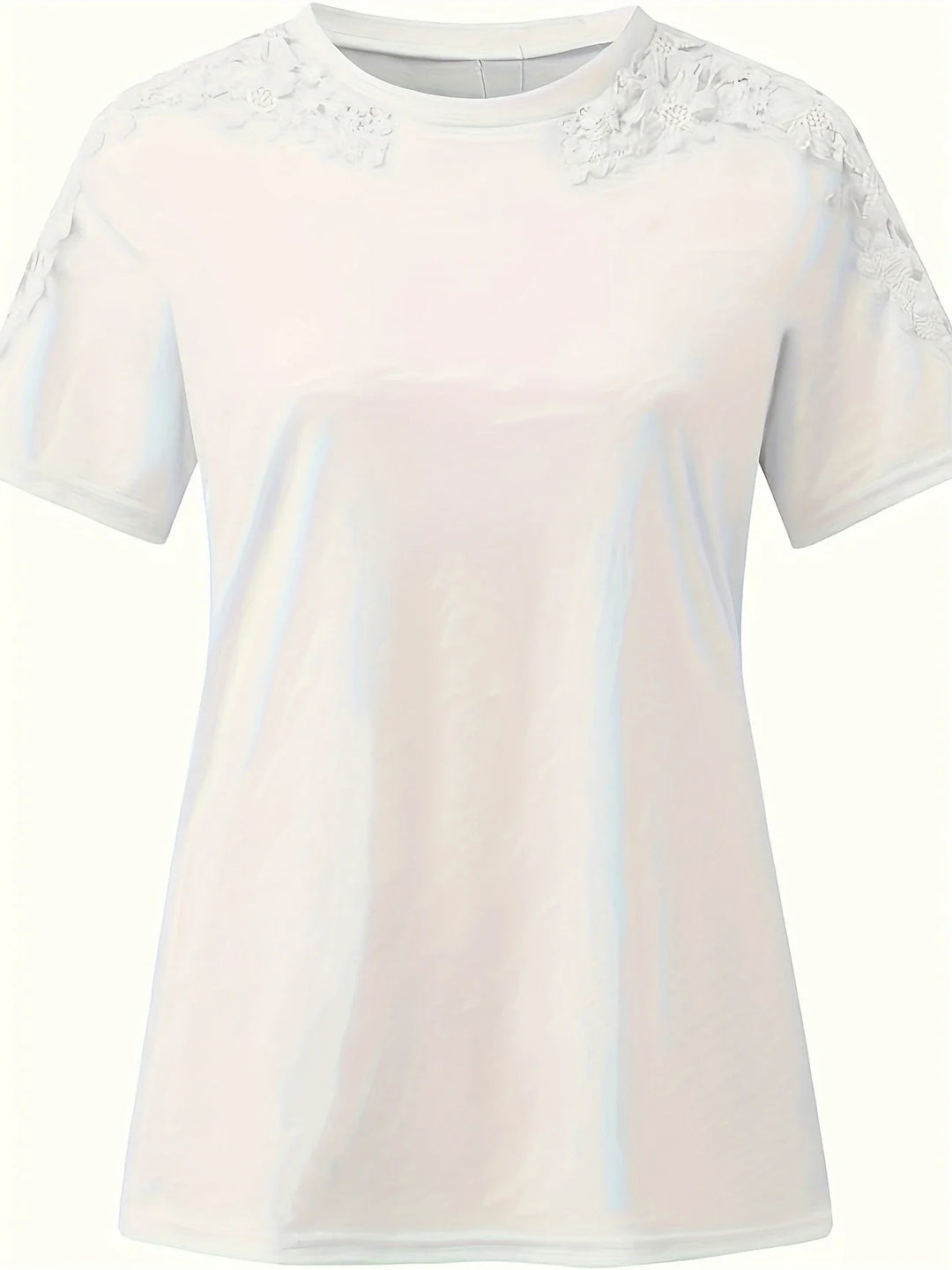 Ancuta - Elegante Verano Manga Corta Camiseta Con Encaje
