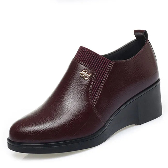 Cyntia - Zapatos Ortopédicos De Cuña De Piel