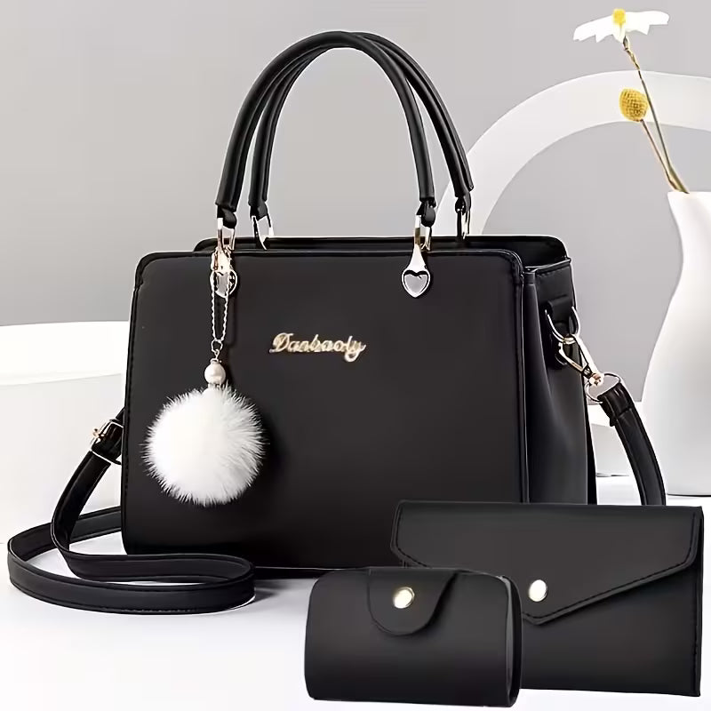 Sanika - Bolso de Mano Con Colgante de Pompón y Correa Para el Hombro