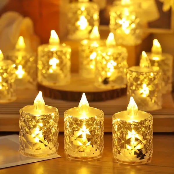 RadiantCrysta - 3 piezas/conjunto Velas De Cristal Sin Llama