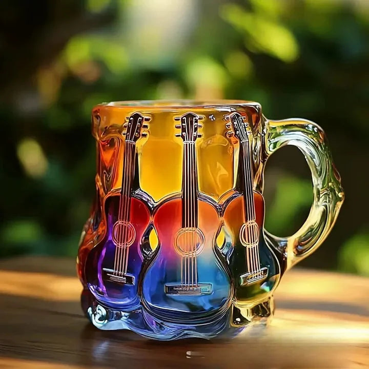 MelodyMug - Taza con Diseño de Guitarra y Vidrieras de Colores